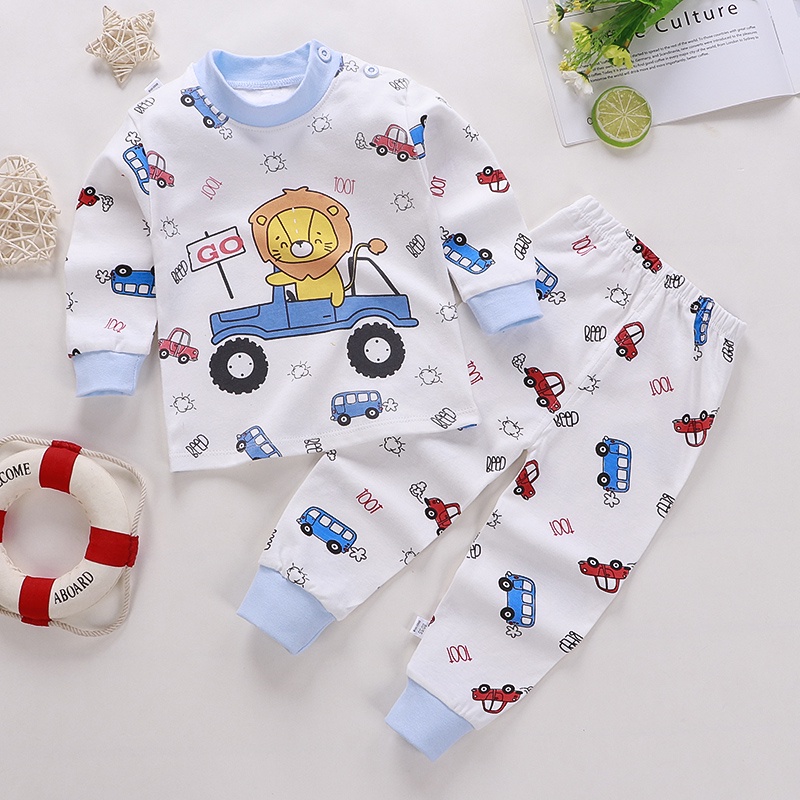 Bộ Đồ Ngủ Vải Cotton Họa Tiết Chấm Bi Hoạt Hình Thời Trang Mùa Đông Cho Bé Sơ Sinh