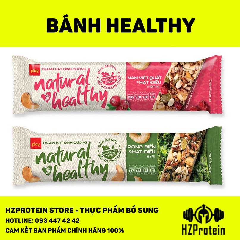 Thanh Hạt Dinh Dưỡng Bánh Ngũ Cốc Natural &amp; Healthy - Thanh Ăn Sáng, Bữa Ăn Phụ Siêu Dinh Dưỡng (25 grams)