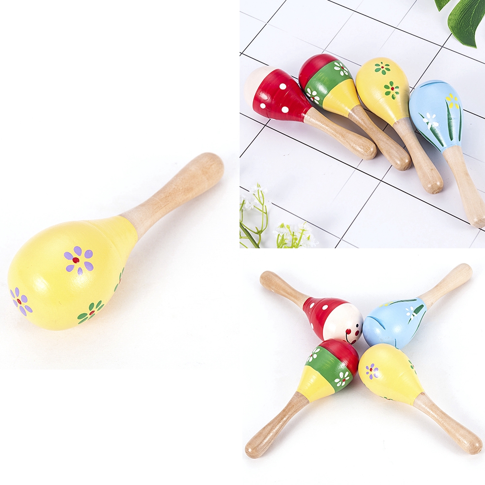 Đồ chơi lục lạc cầm tay Maraca bằng gỗ nhiều màu sắc dành cho bé