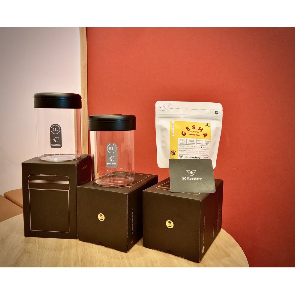 Bình thủy tinh bảo quản cà phê hãng Timemore có van hút chân không dung tích 400ml &amp; 800ml - 3C Roastery