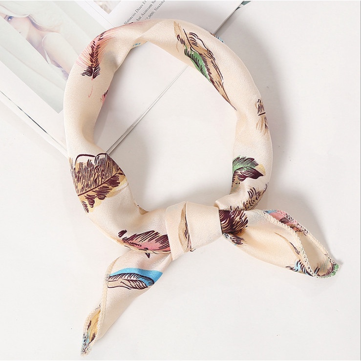 Khăn Turban Lụa Vuông Quàng Cổ Nữ Đẹp Họa Tiết Kc06