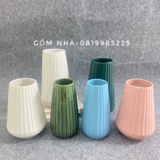 Lọ hoa pastel - bình bông dáng sọc gốm sứ bát tràng