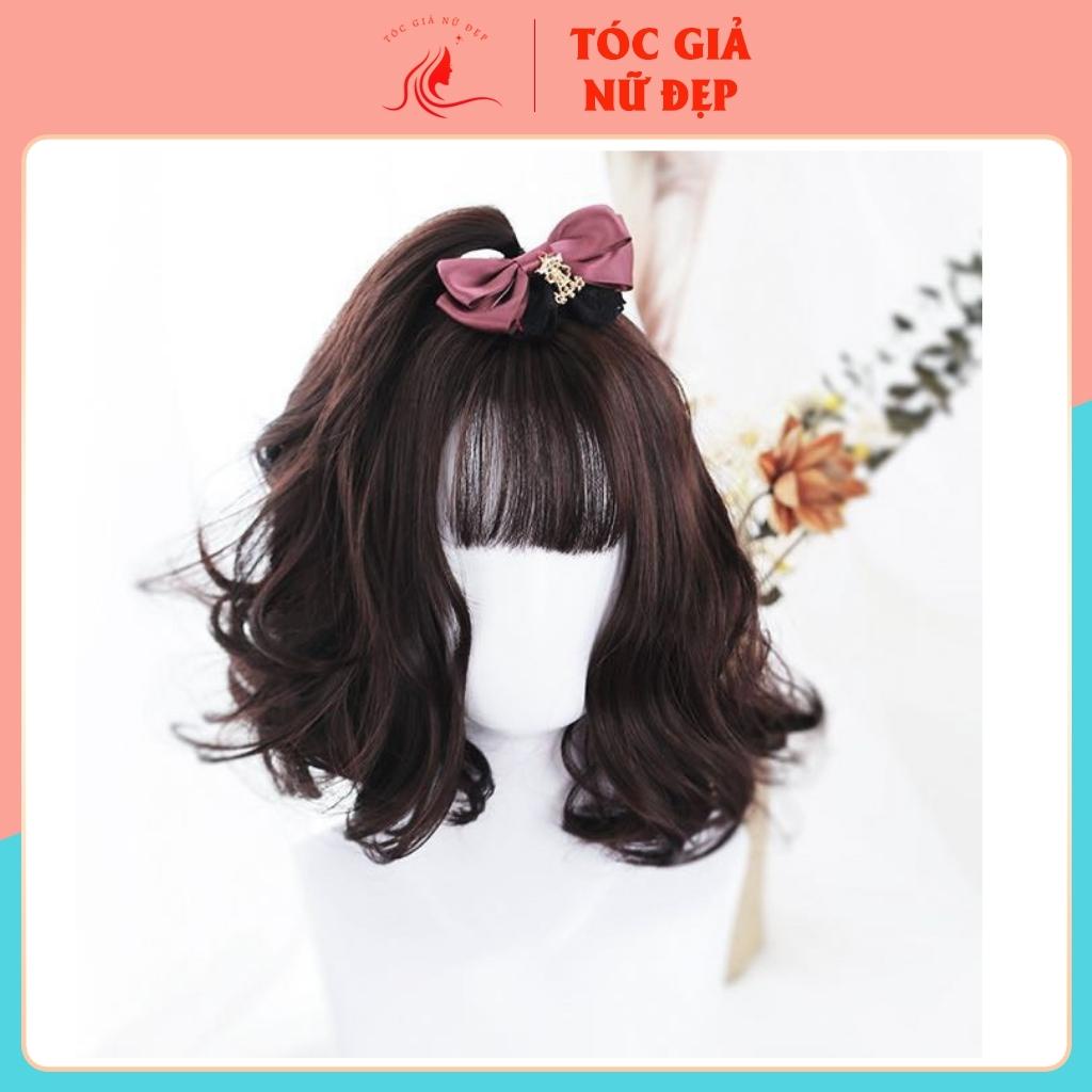 Tóc giả nữ giá rẻ trung niên 😋FREESHIP😋 Tóc giả nguyên đầu xoăn ngắn mẫu mới 20cm, D3038