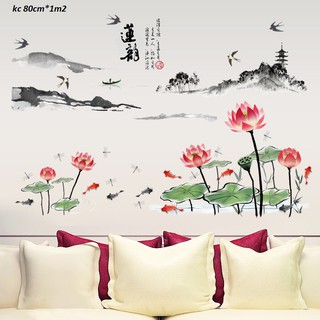 Decal dán tường hoa sen