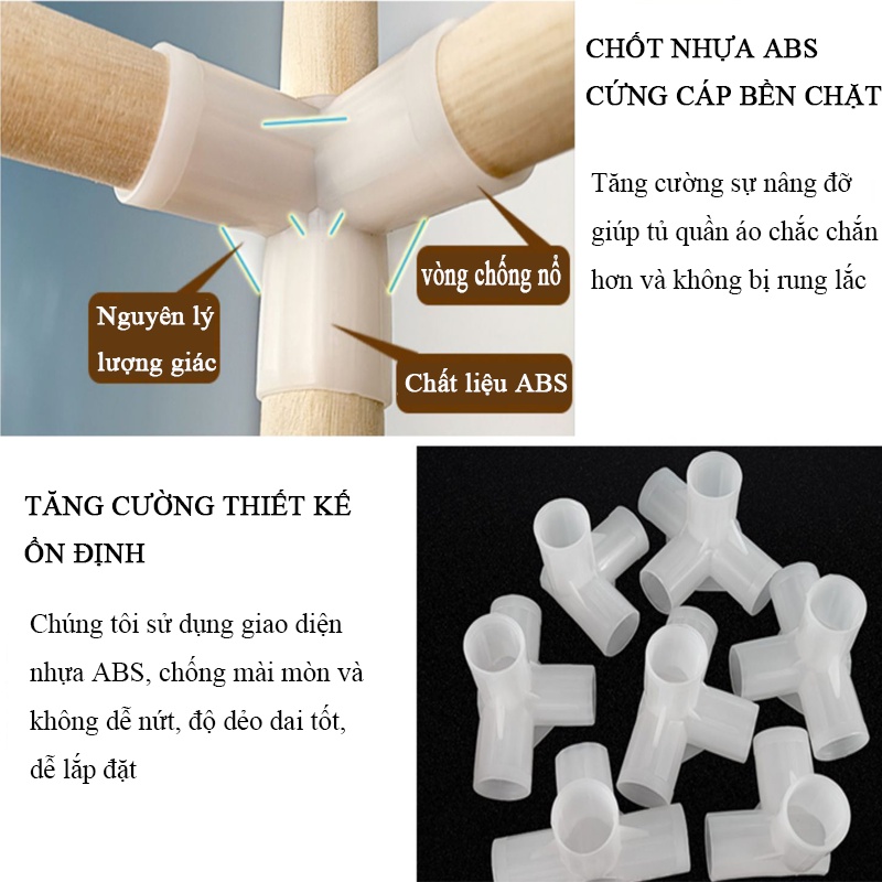 Tủ quần áo gỗ Tủ Vải Đựng Quần Áo 4 buồng 8 ngăn dễ di chuyển, dễ lắp đặt, chống bám bụi