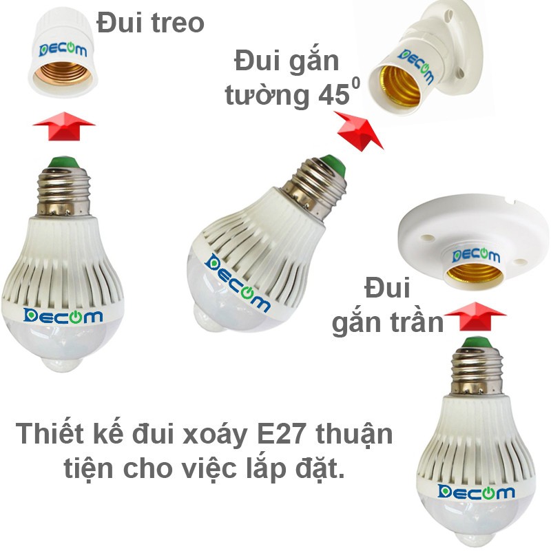 BÓNG LED TỰ SÁNG KHI CÓ NGƯỜI, ĐÈN CẢM ỨNG HỒNG NGOẠI 7W