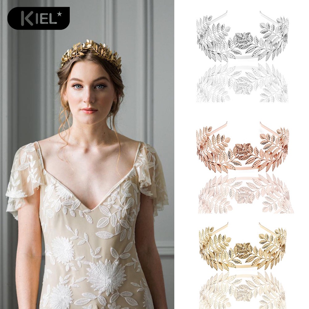 K 👑Fashion Women Leaves Crown Headband Wedding Party Headwear Hair Accessories