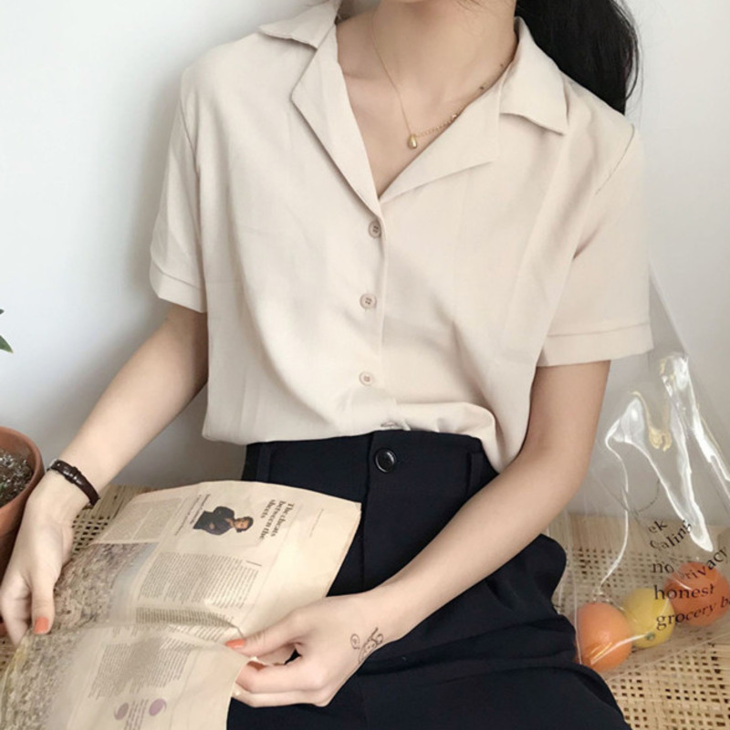 Áo Sơ Mi Voan Tay Ngắn Thời Trang Dành Cho Nữ
