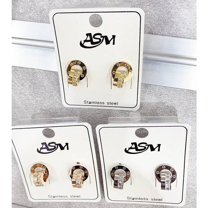 Bông Tai 2 Khoen Tròn Lồng Nhau Titan Ko Han Rỉ TT 3991