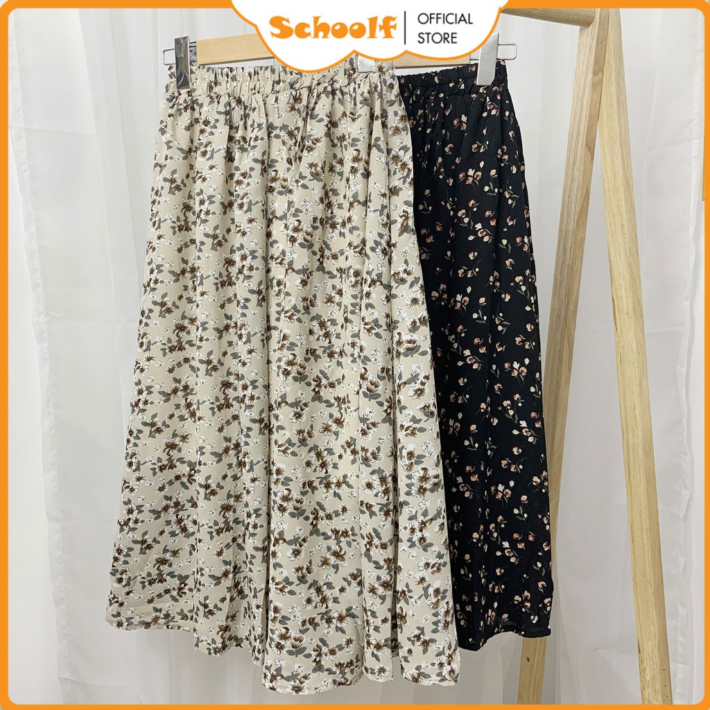 Chân váy hoa nhí 𝐕𝐈𝐍𝐓𝐀𝐆𝐄 dáng dài 2 lớp lưng chun phong cách 𝐔𝐥𝐳𝐳𝐚𝐧𝐠 Hàn Quốc - MIX đồ cực xinh | SchoolF