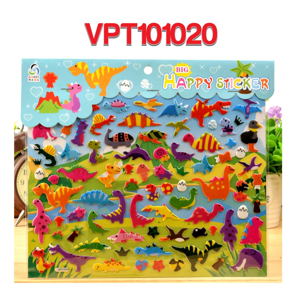 Sticker 3D chống thấm xe ô tô BIG SIZE dán cho bé đồ chơi dán giải trí học thêm về sinh vật biển, khủng long