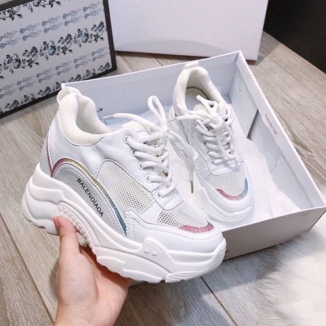 Giày thể thao sneaker Balen đế độn trong màu trắng siêu xịn hàng fullbox có hộp