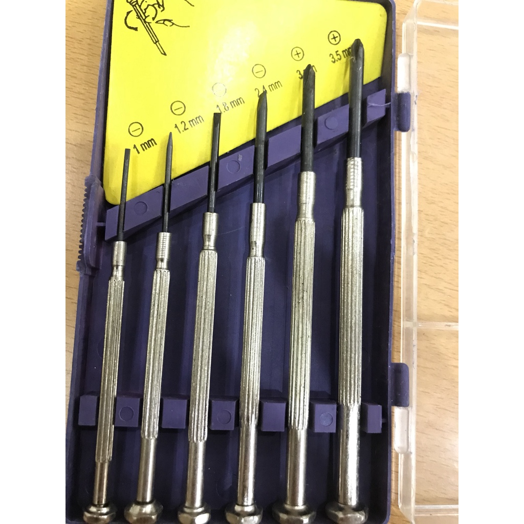 Bộ 6 tua vít sửa chữa đồng hồ tiện lợi có 6 kích cỡ, tool vặn ốc đồng hồ điện thoại kính mắt