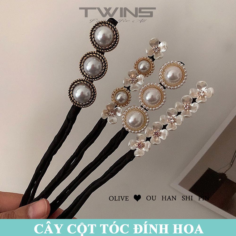 Dây buộc tóc, búi tóc dẻo đính ngọc trai SK209 làm dụng cụ quấn tóc cho nữ cao cấp phong cách Hàn Quốc, xinh xắn cute