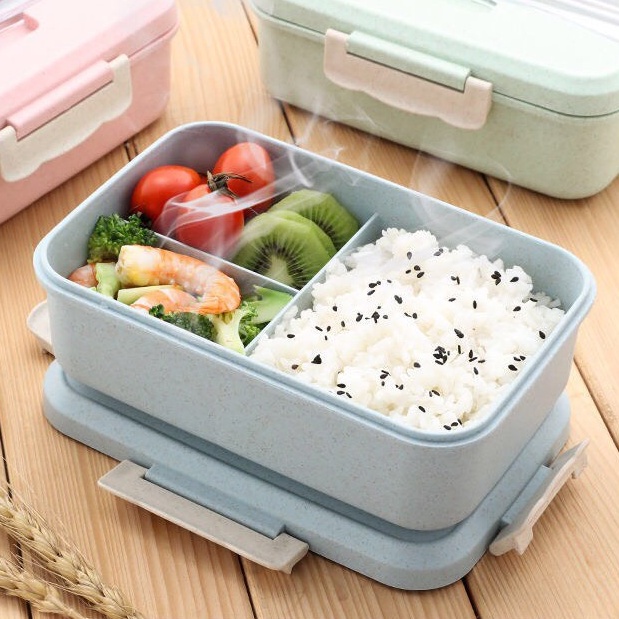 [FREESHIP] Hộp Cơm Lúa Mạch 3 Ngăn Tiện Lợi - Hộp Cơm Trưa Văn Phòng Dễ Dàng Sử Dụng (Kèm Đũa &amp; Muỗng)