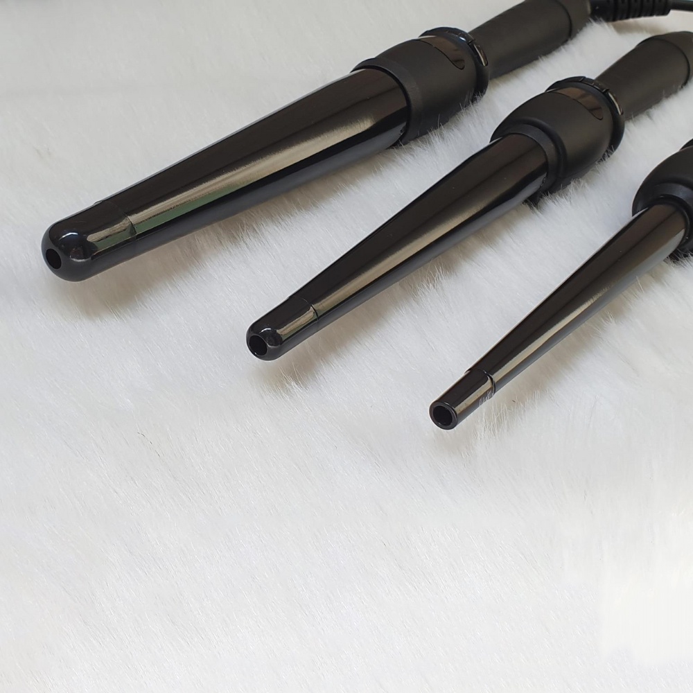 Máy uốn xoăn tóc hình tháp có chỉnh nhiệt chuyên dùng làm tóc xoăn lọn to nhỏ chuyên nghiệp