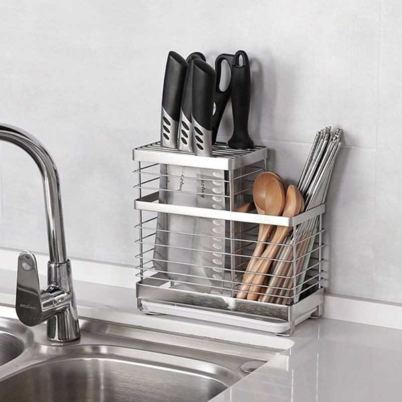 Giá gài dao kéo kết hơp giá gài muỗng đũa inox 304 cao cấp