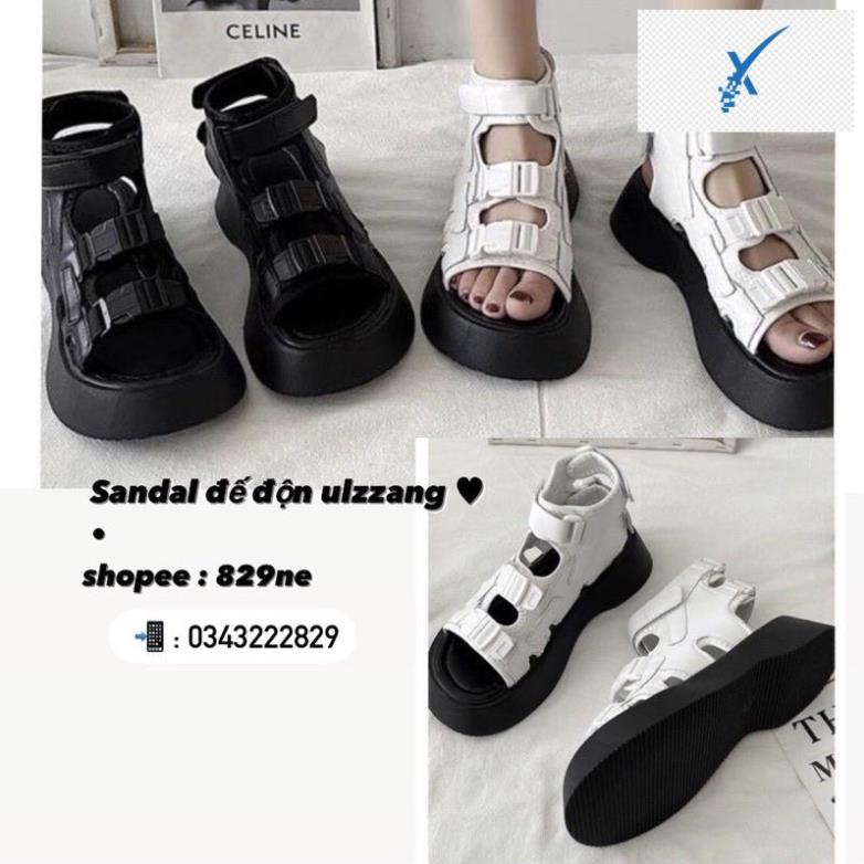 🦁🐃 SANDAL độn đế 😉 dép chiến binh | dép da đen cao 😘 sandal tăng chiều cao (CLIP THẬT UP CẠNH) 🦁🐃