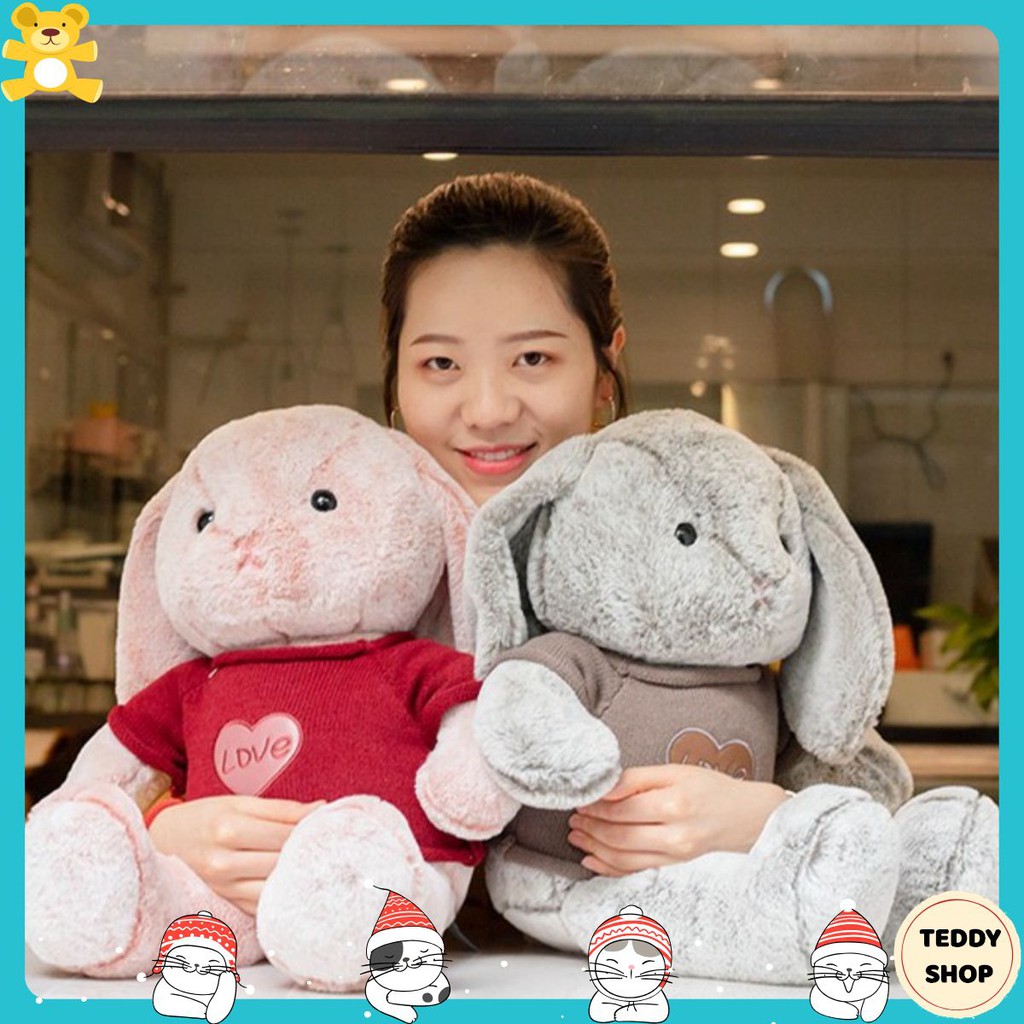 Gấu bông thỏ bông thỏ tai dài mặc áo len miniso hàng cao cấp - TeddyShop