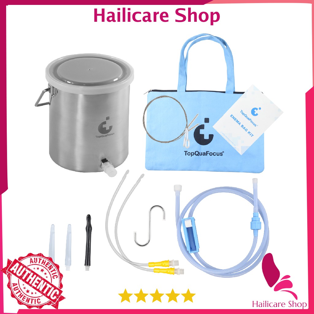 [Nhập Mỹ] Bộ bình Thụt tháo 2 lít Coffee Enema TopQuaFocus Enema Bucket Kit Enema Bucket for Cover Colon Cleansing 2 Qua