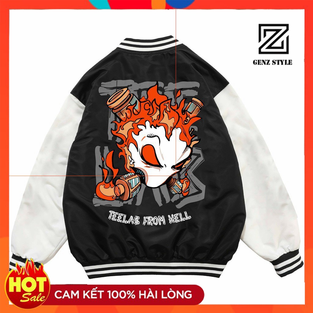 Áo Khoác Dù TEELAB FROM HELL Unisex kiểu Bomber, chất liệu nhẹ thoải mái. Couple Nam Nữ đều đẹp - K0