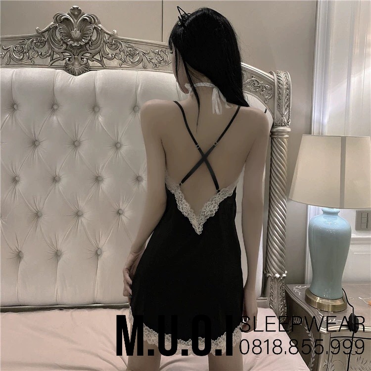 Váy ngủ lụa sexy xẻ đùi viền ren QUẢNG CHÂU cao cấp SX 014 - Hàng có sẵn ( video+ảnh thật) | BigBuy360 - bigbuy360.vn