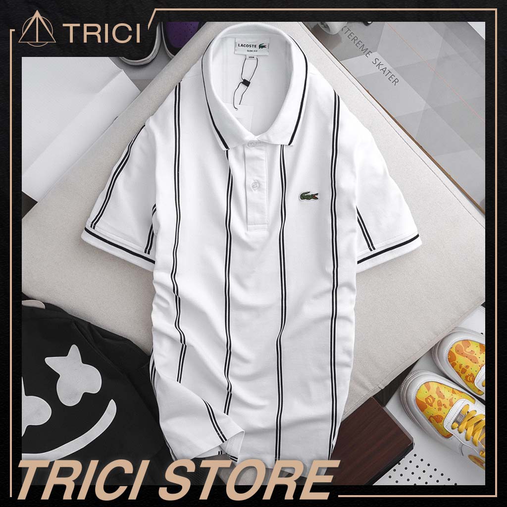 Áo thun polo Lacoste Trắng 100% cotton 4 chiều PLLC01