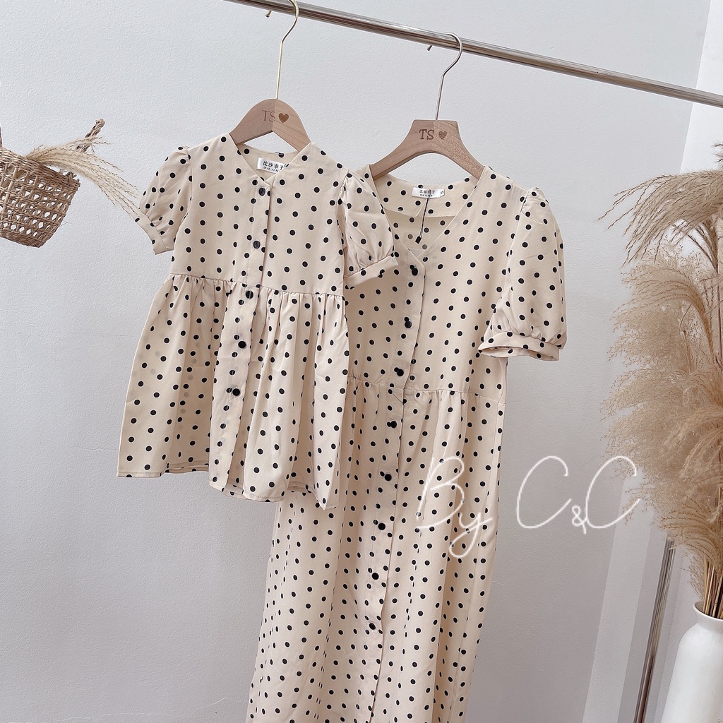 VÁY ĐÔI MẸ VÀ BÉ CHẤM BI TIỂU THƯ