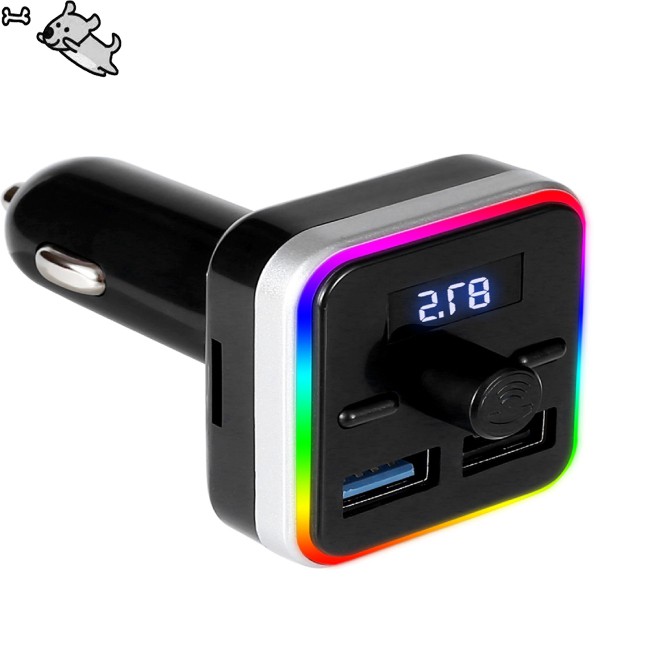 COD Bluetooth 5.0 FM Transmitter Hands-free Car Mp3 Player Fm Modulator Dual Usb Charger RGB Lights