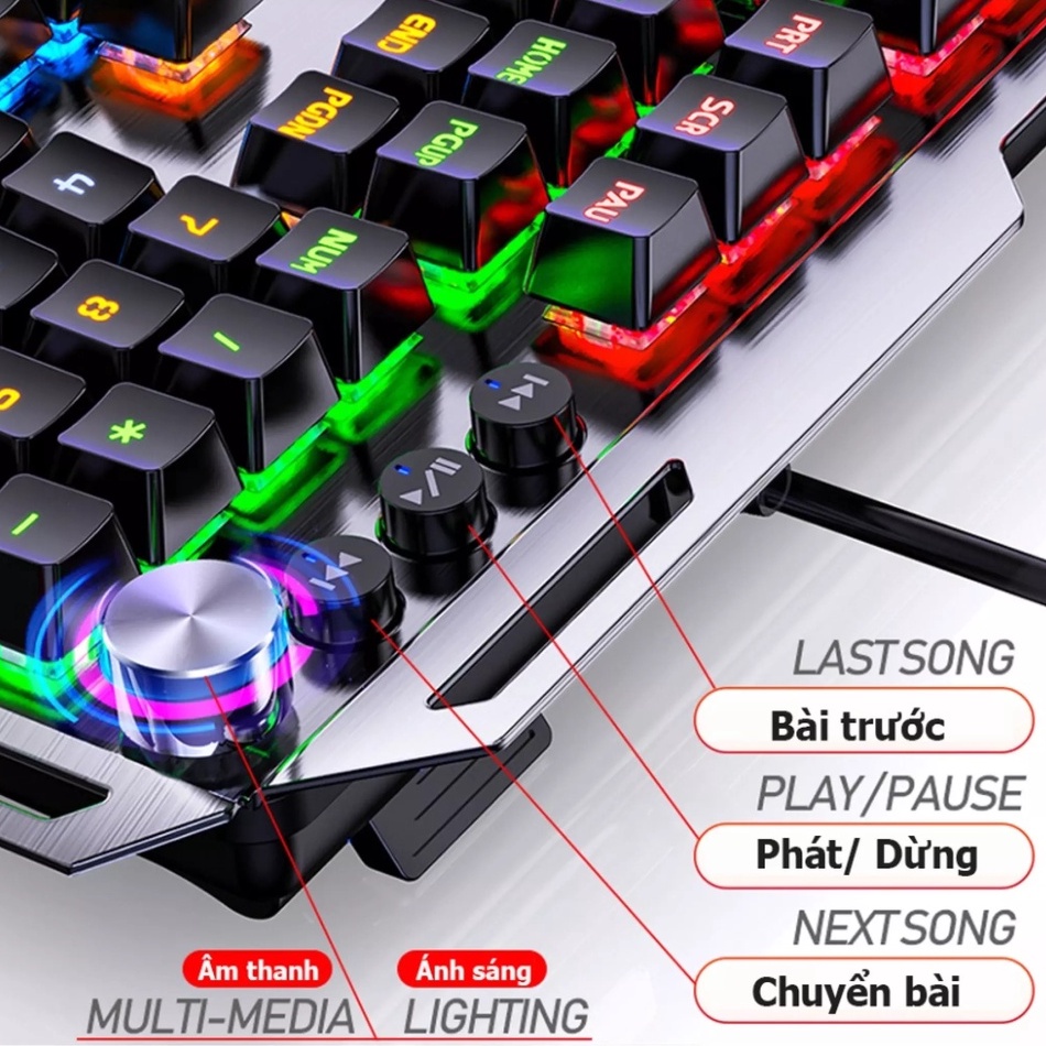 Bàn Phím Cơ K100 Gaming Có Dây Full Đèn Led RGB Blue Switch Nhiều Chế Độ Cao Cấp Chuyên Chơi Game Máy Tính Pc Laptop