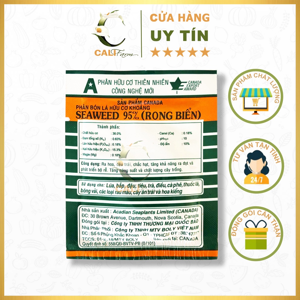 Rong Biển- Phân bón lá hữu cơ khoáng Seaweed 95% ( 10g)