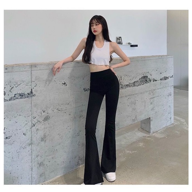 Quần legging nữ,Quần ống loe cạp cao dáng dài hotgirl siêu hack chân nâng mông 3 size Q22