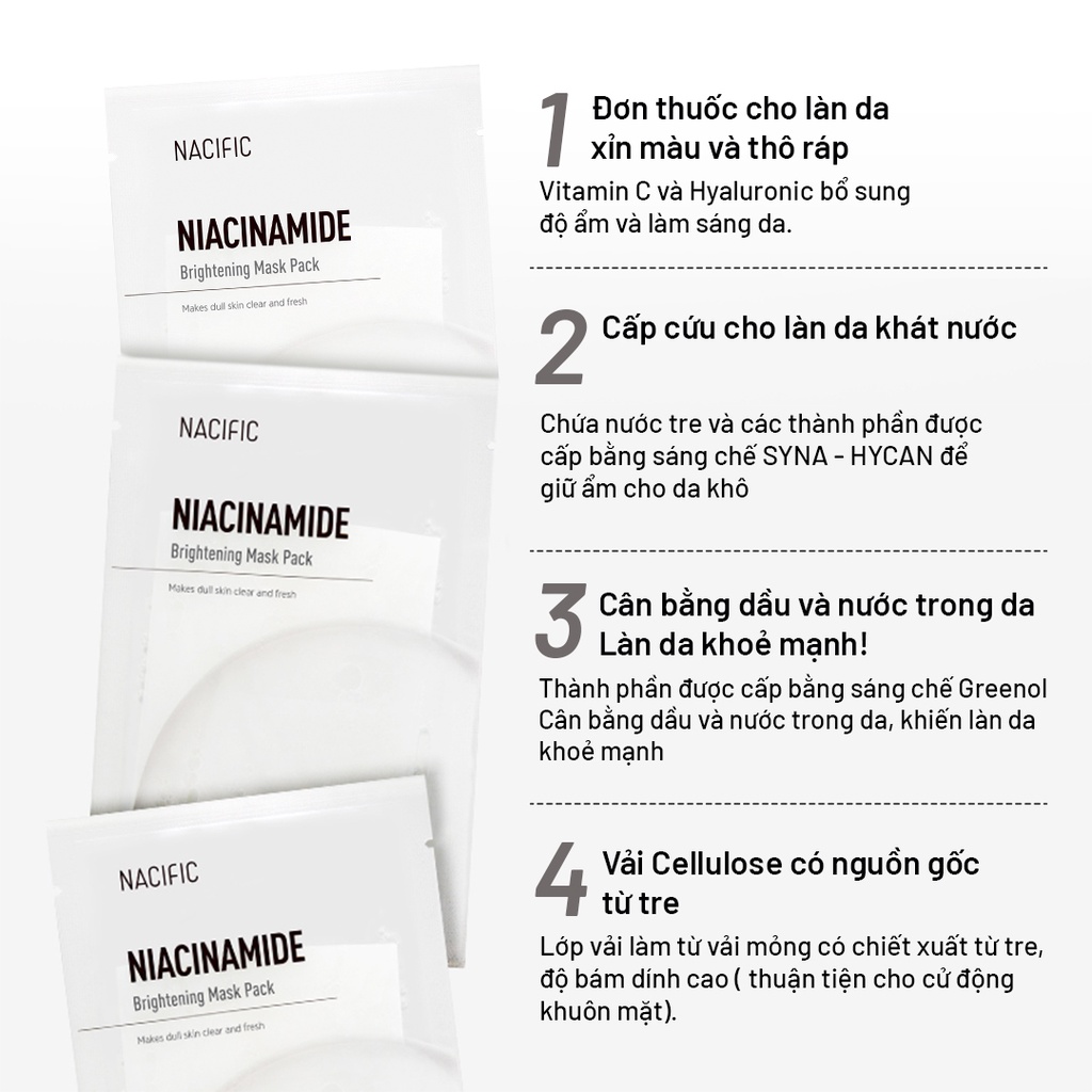 Mặt nạ dưỡng sáng da Nacific Niacinamide Brightening Mask Pack 30g