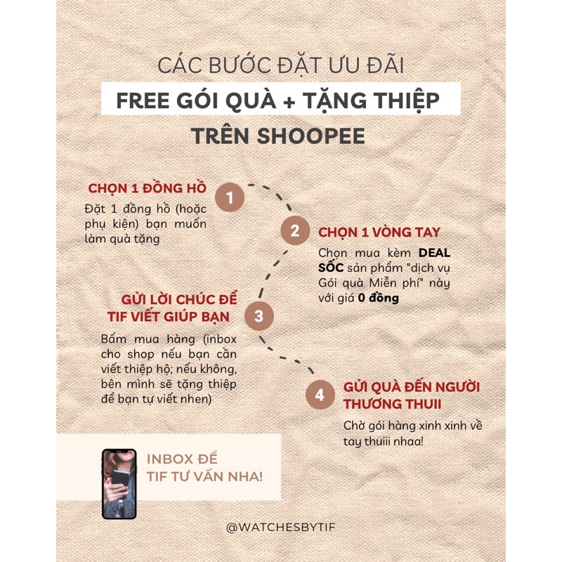 Hộp quà tặng Watchesbytif hộp quà sinh nhật gói quà tặng miễn phí thắt nơ &amp; tặng thiệp dễ thương cho bạn gái bạn trai