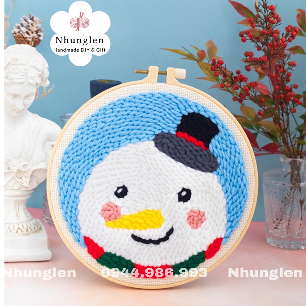 DIY Bộ Thêu Len Xù Chủ Đề Noel - Punch Needle Decor -  Qùa Tặng Handmade Ý Nghĩa