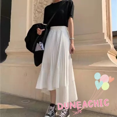 DUNEA Chân Váy Chiffon Xếp Ly Lệch Tà Thời Trang Cho Nữ
