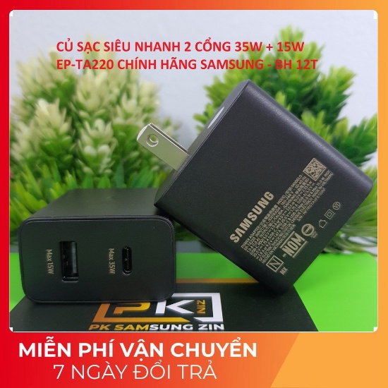 Củ Sạc Siêu Nhanh 2 Cổng  Samsung EP- TA220 Chính Hãng, Sạc Cùng Lúc 2 Thiết Bị, Nobox, Mới 100%
