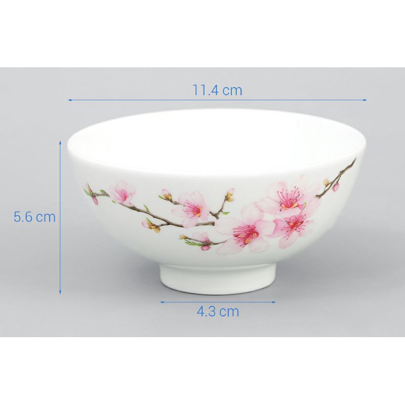 Chén bát Chuan Kou CK hoạ tiết hoa đào 11,2cm/8,5cm