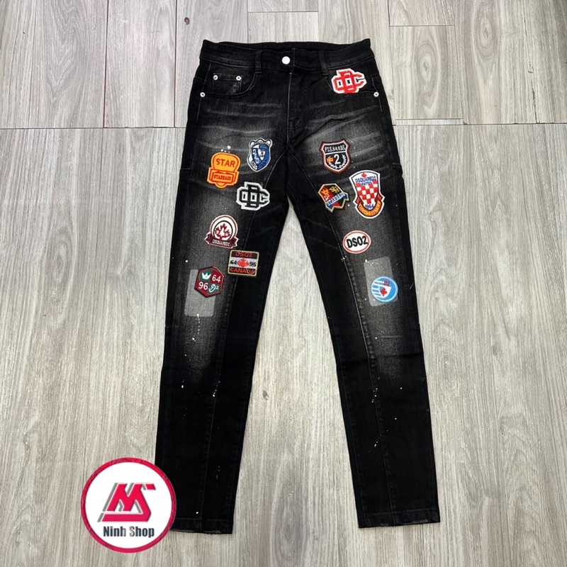 Quần bò nam ống côn Dsquared2 thêu logo 2 màu xanh đen mới hot trend 2022 - Jean biker item