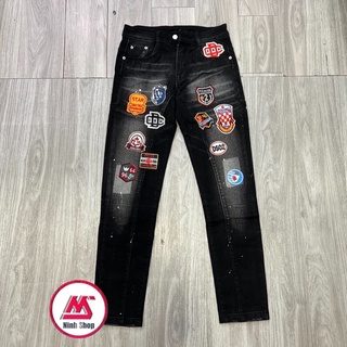 Quần bò nam ống côn Dsquared2 thêu 12 logo đen mới hot trend 2024 - Jean biker item