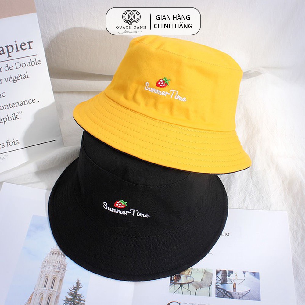 Mũ nón bucket QO ACCESSORIES vành rộng quả dâu mùa hè tai bèo MU47