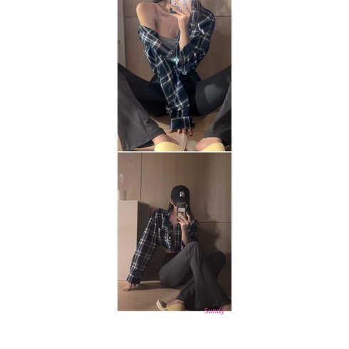 Áo Sơ Mi Tay Dài Kẻ Sọc Ca Rô Cổ Polo Kiểu Pháp Thời Trang Mùa Xuân Cho Nữ