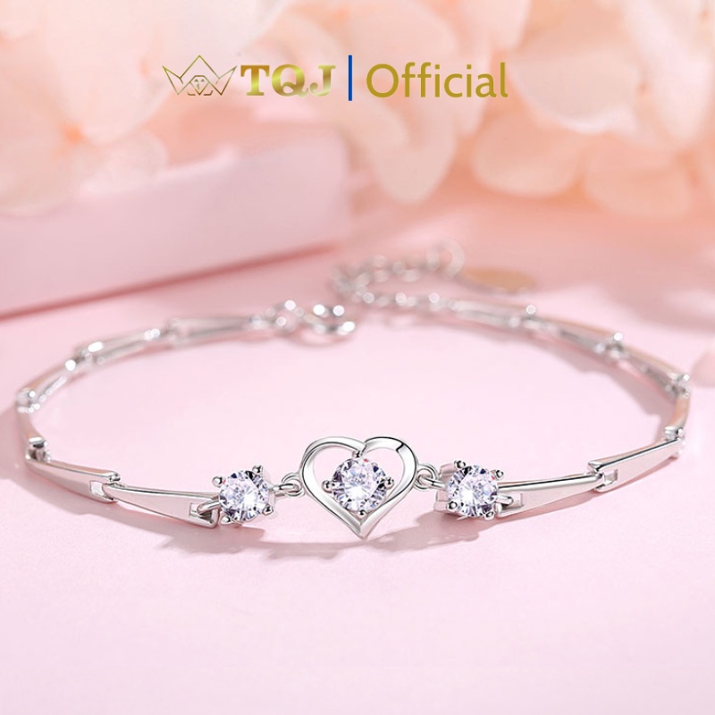 Lắc Bạc Nữ TQJ-LS71 Chất Liệu Bạc 925 Đính Đá Hình Trái Tim Phong Cách Thời Trang Trẻ Chung, Quý Phái