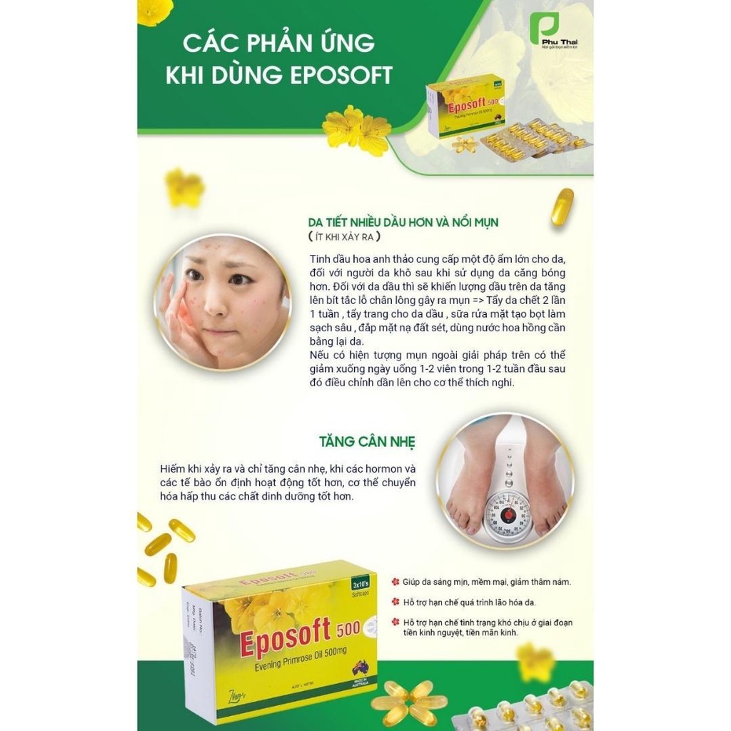 Viên uống cân bằng nội tiết tố, làm đẹp da giảm thâm nám Eposoft 30 viên-  Nhập Khẩu Úc