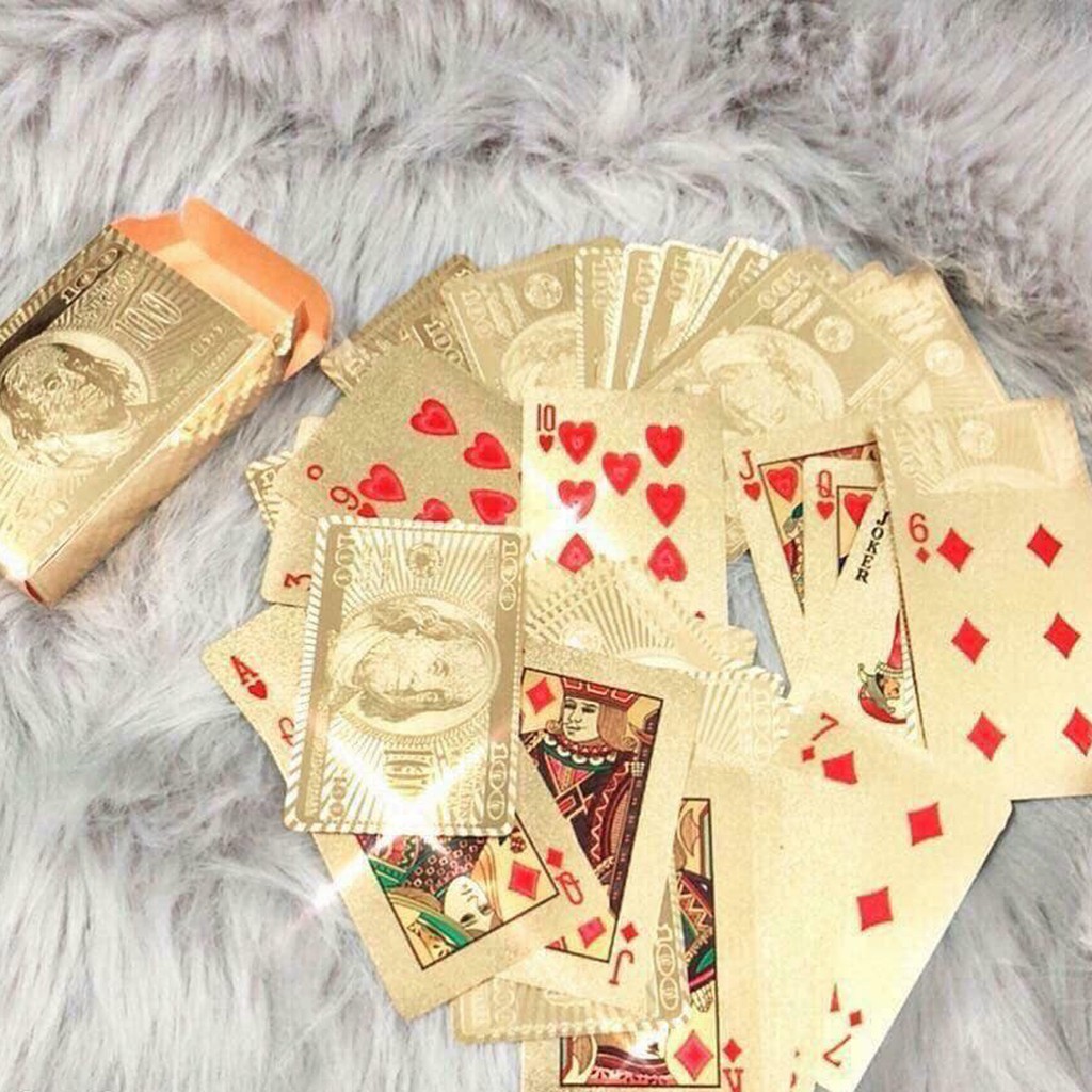 Bài Tây Poker Nhựa Cao Cấp Mạ Nhũ Màu Vàng Chống Thấm Nước Uốn Cong Chính Hãng Amalife