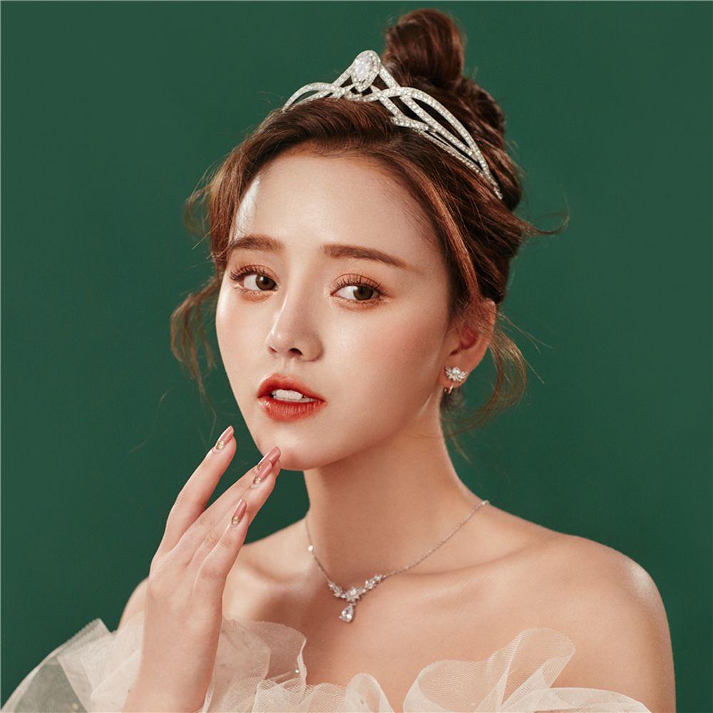 NICKOLAS Băng Đô Cài Tóc Hình Vương Miện Màu Đen / Bạc Đính Đá Lấp Lánh Thời Trang Cho Cô Dâu