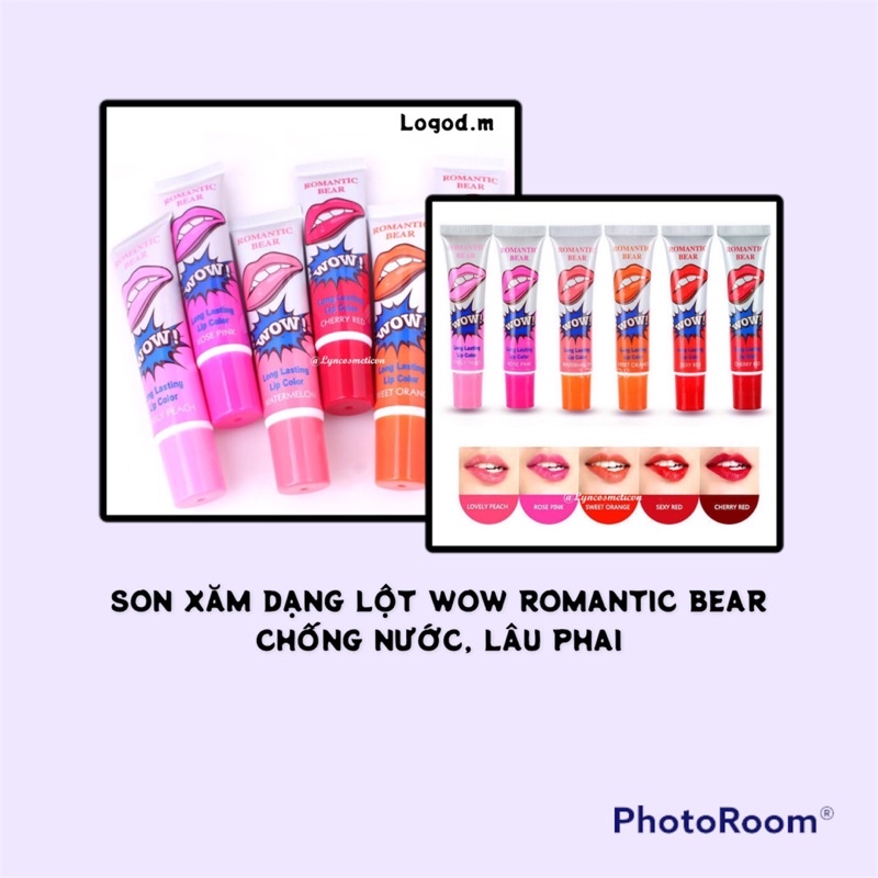 🌷XẢ KHO🌷Son Xăm Dạng Lột Wow Romantic Bear Lâu Phai, Chống Nước - Logod.m