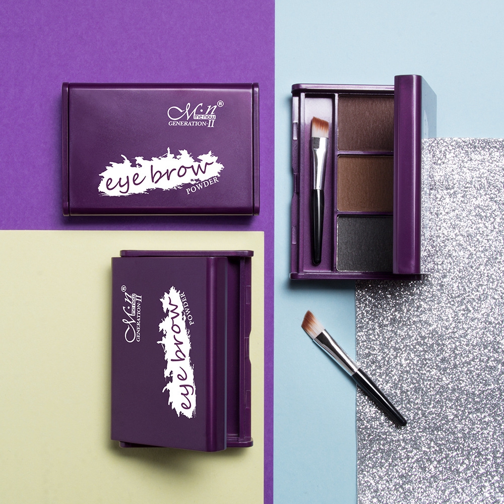 Hộp phấn vẽ lông mày 3 màu kháng nước không nhòe tích hợp cọ tiện dụng | BigBuy360 - bigbuy360.vn