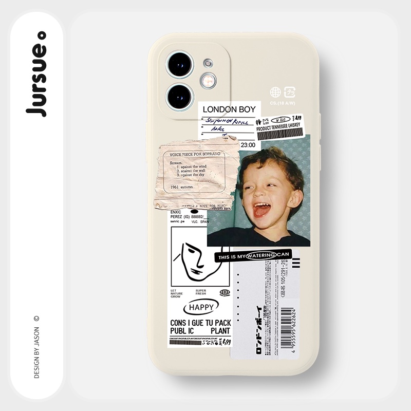 Ốp lưng JURSUE viền vuông cặp đôi dễ thương đẹp cho iPhone 13 12 11 Pro Max SE 2020 X XR XS ip 8 7 6 6S Plus kute XY1318