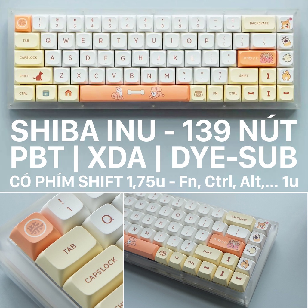 Tổng hợp Keycap Profile XDA nhựa PBT cao cấp Honey Milk/Matcha/Shiba Inu/Shimmer nhiều màu dễ thương cho bàn phím cơ